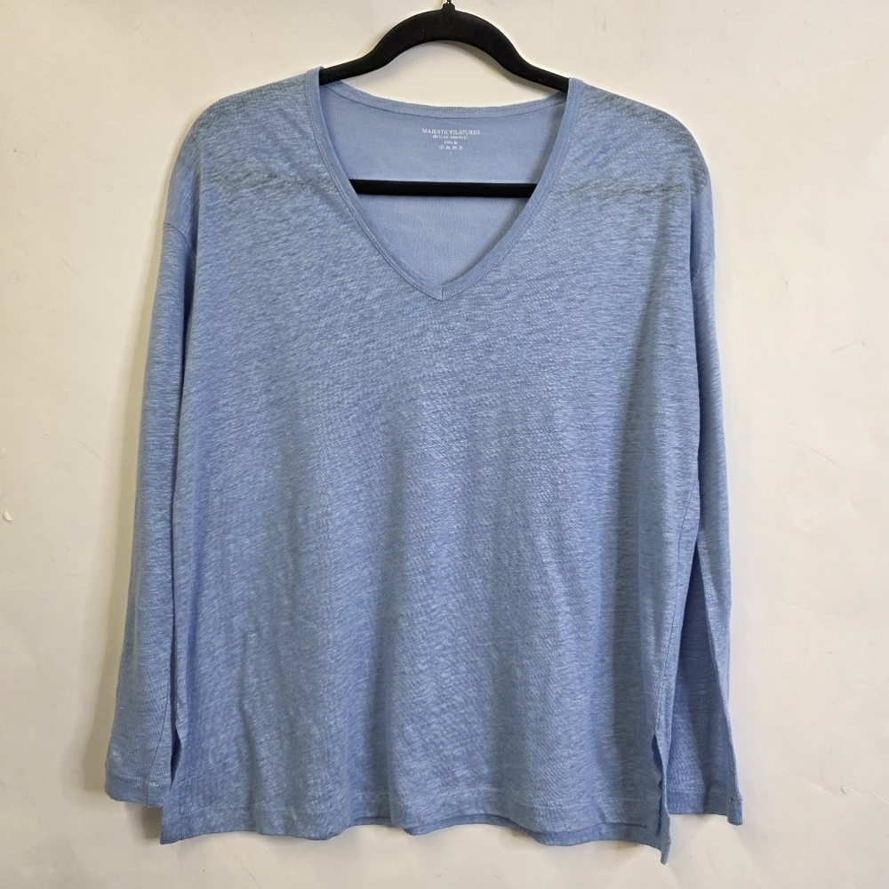 Majestic filatureslinen v neck long sleeves Top